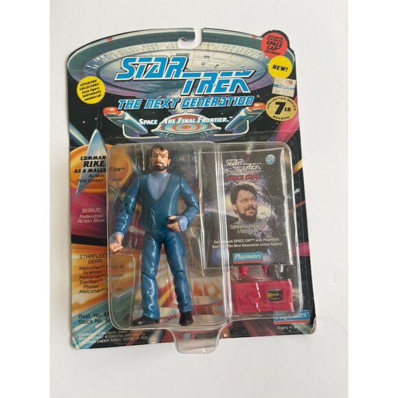 Star Trek TNG Cmdr WIL RIKER as Malcorian Alien Action Figure SPACE CAP MOC 1994 - Picture 1 of 7